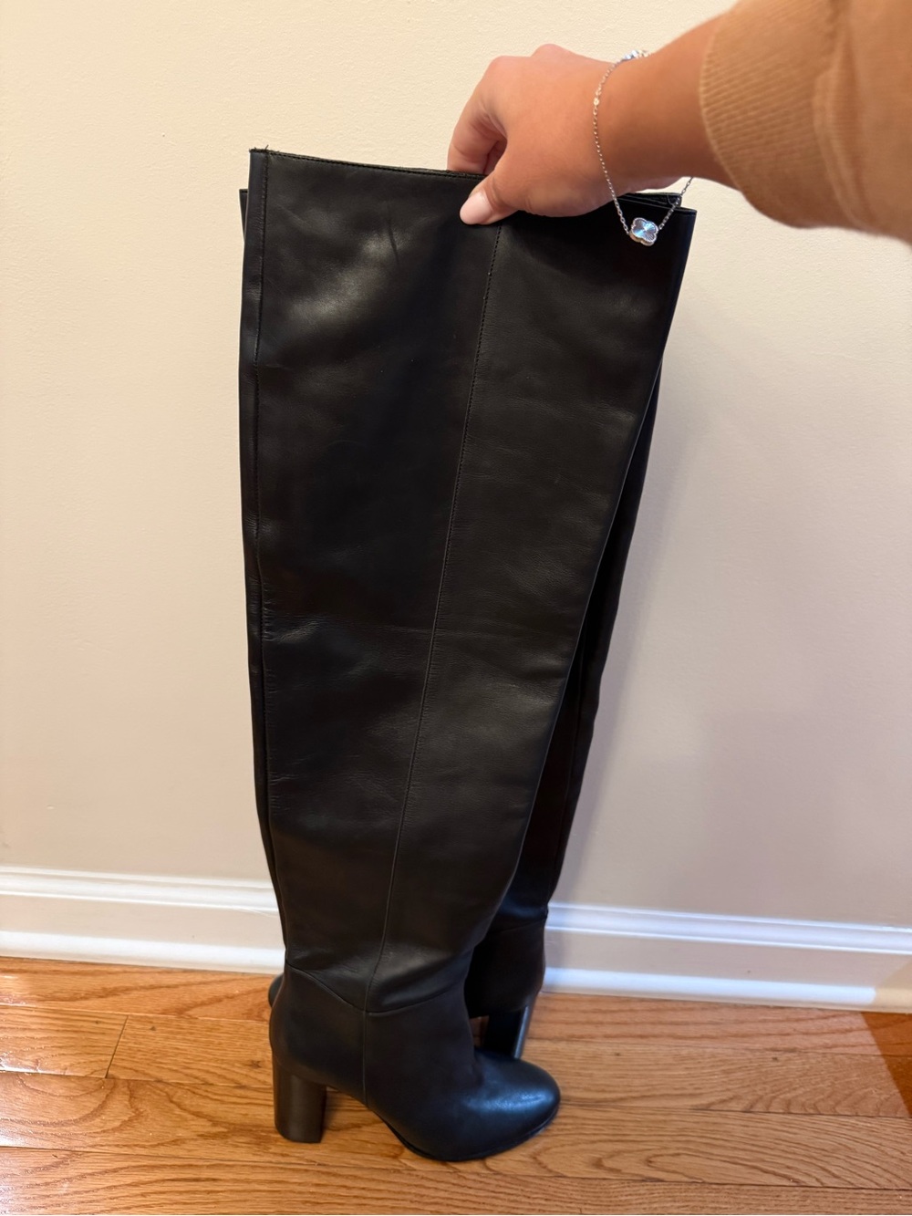 Maje Black Over-the-Knee Leather Boots